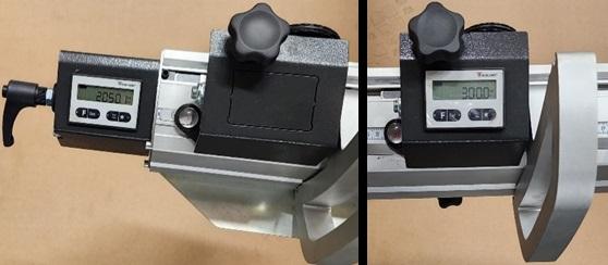 2 digitale display på klapstop på en Z500 lineal